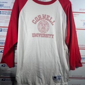 Vintage Champion Cornell University white and red baseball tee‎